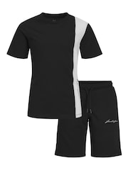 JACK & JONES JUNIOR Jersey Shorts and Short Sleeve Black 100% Cotton T-Shirt Set - Image 1 of 3