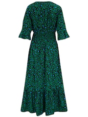 Pour Moi Green Multi Animal Carmen Fuller Bust Elasticated Neckline Midaxi Dress - Image 5 of 5