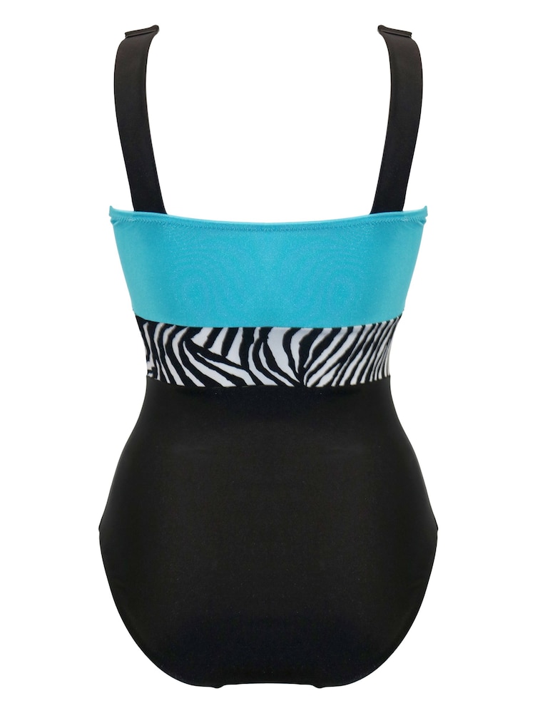Pour Moi Animal Palm Springs Colour Block Tummy Control Swimsuit - Image 4 of 4