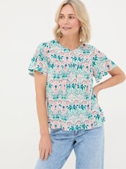 FatFace Jade Green Mirrored Paisley Top - Image 1 of 6