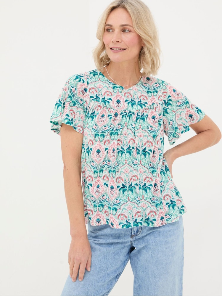 FatFace Jade Green Mirrored Paisley Top - Image 1 of 6