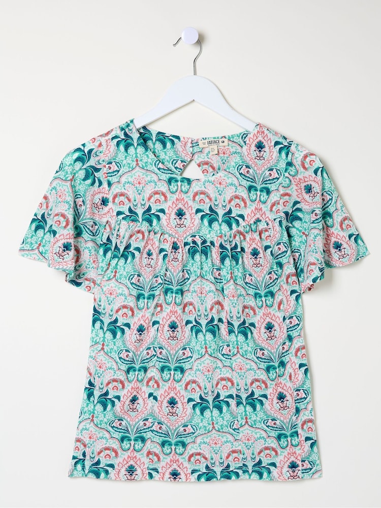 FatFace Jade Green Mirrored Paisley Top - Image 6 of 6