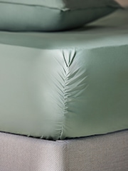 MADE.COM Sage Green Cosy Washed Cotton Extra Deep Fitted Sheet - Image 3 of 3