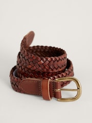 Seasalt Cornwall Brown Intertwined Woven Leather Belt - Image 1 of 2
