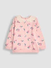 JoJo Maman Bébé Pink Berry Broderie Collar Sweatshirt - Image 1 of 3