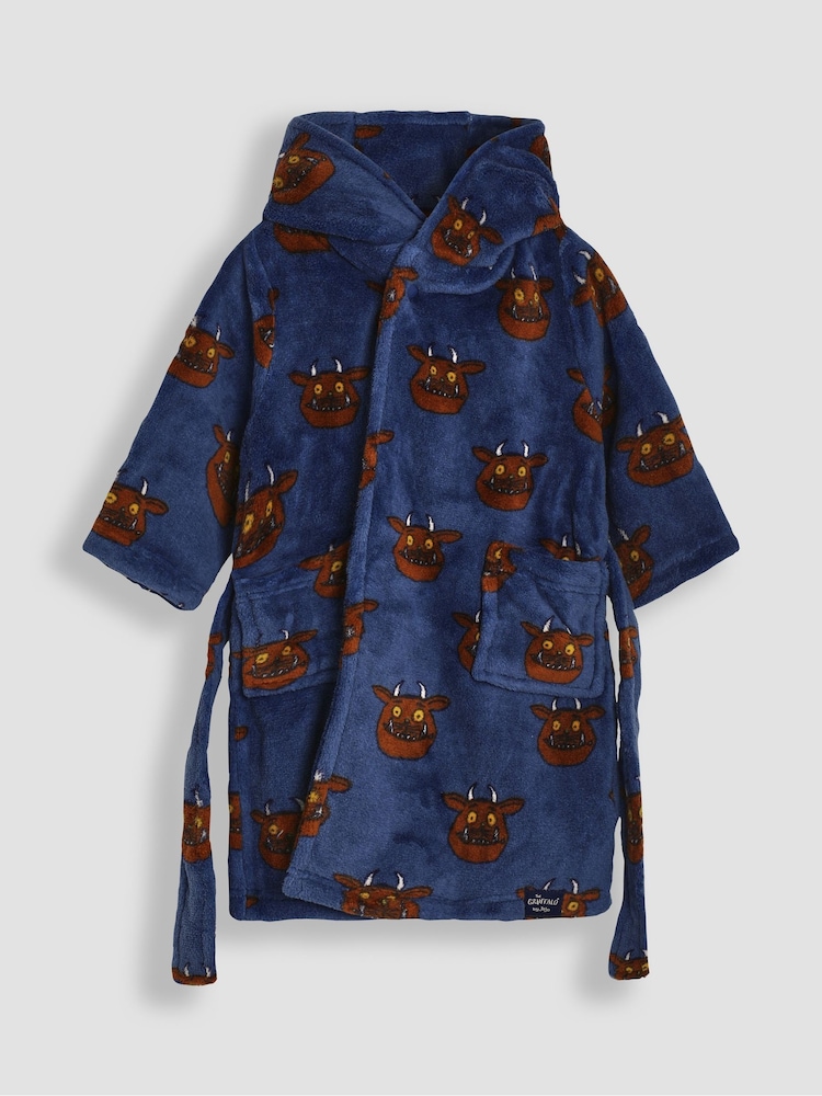 JoJo Maman Bébé Navy Blue Gruffalo The Gruffalo Printed Dressing Gown - Image 1 of 3