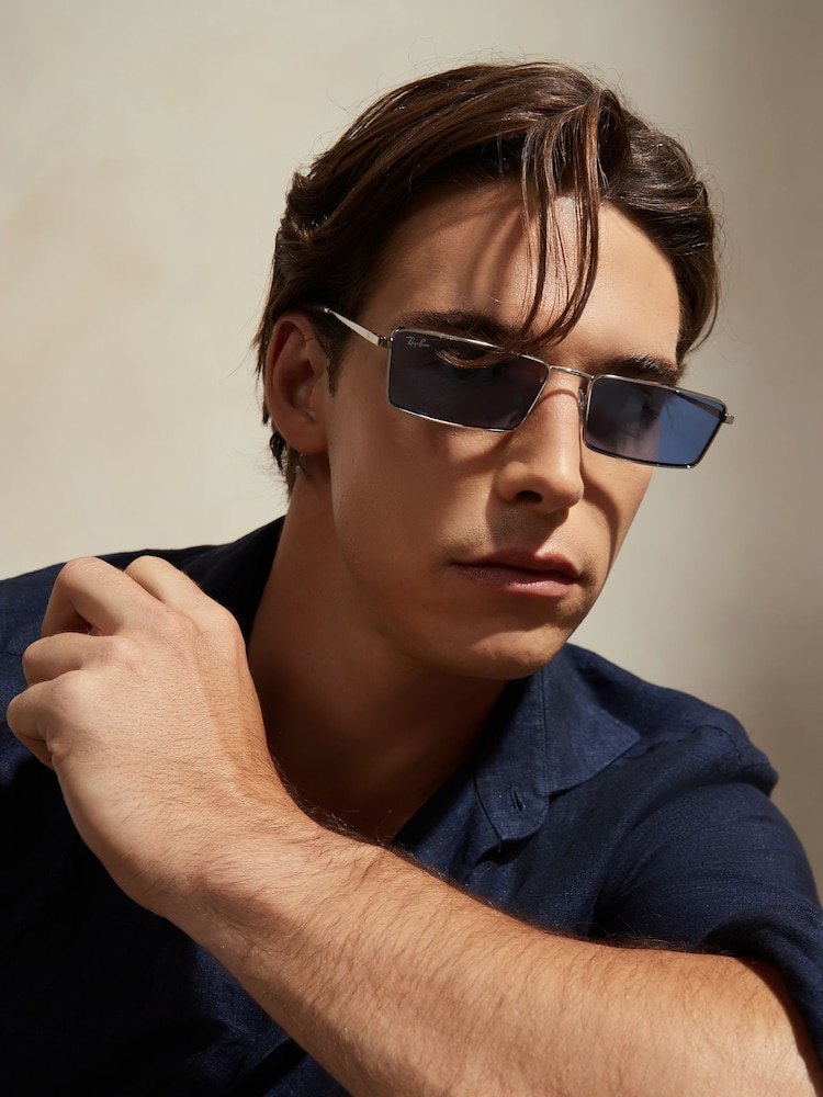 Ray-Ban Silver Tone Emy Rb3741 Rectangle Sunglasses - Image 1 of 11