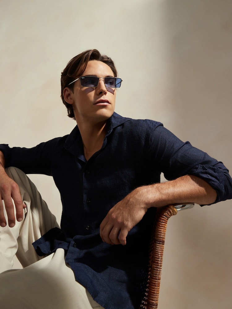 Ray-Ban Silver Tone Emy Rb3741 Rectangle Sunglasses - Image 2 of 11