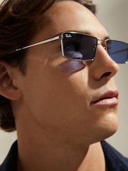Ray-Ban Silver Tone Emy Rb3741 Rectangle Sunglasses - Image 5 of 11