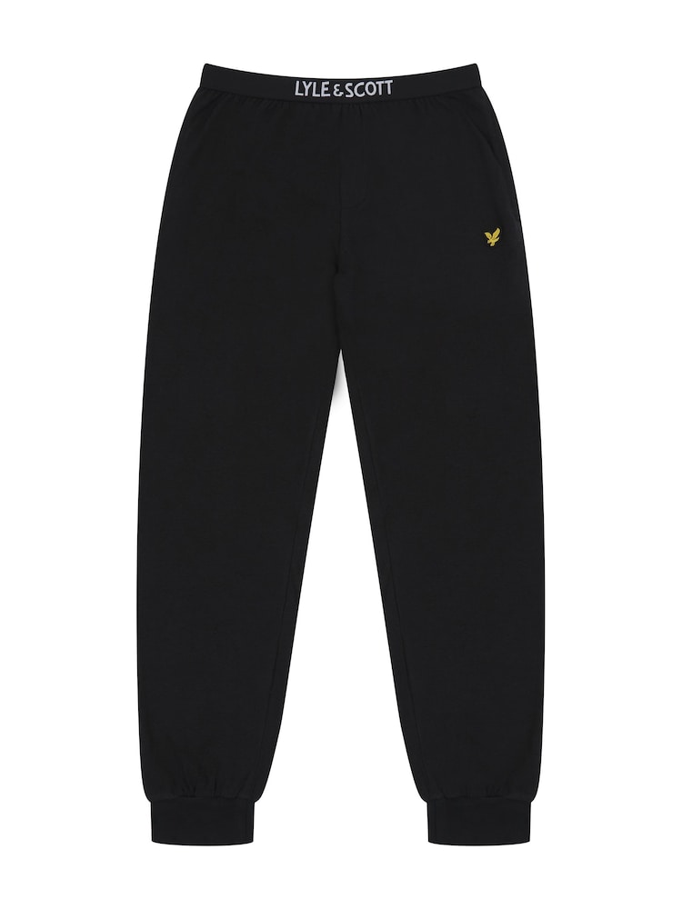 Lyle & Scott Black Long Sleeve Boys Burt T-Shirt and Cuffed Trousers Set - Image 4 of 6