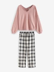 Pink Check Sweatshirt And 100% Cotton Flannel Pyjamas - Image 1 of 5