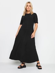 Yours Curve Black Ribbed Swing Maxi Dress - Image 1 of 4