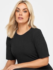 Yours Curve Black Ribbed Swing Maxi Dress - Image 4 of 4