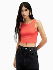 AllSaints Pink Rina Cropped Tank Top - Image 1 of 7