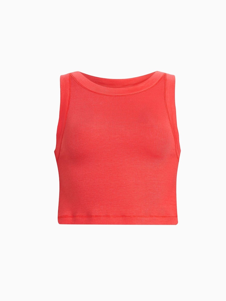 AllSaints Pink Rina Cropped Tank Top - Image 7 of 7