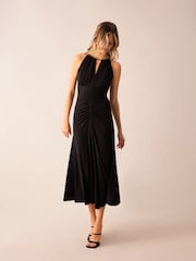 Ro&Zo Black Petite Jersey Halterneck Midi Dress - Image 1 of 4
