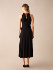 Ro&Zo Black Petite Jersey Halterneck Midi Dress - Image 3 of 4