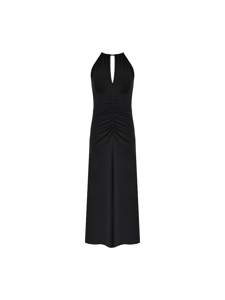 Ro&Zo Black Petite Jersey Halterneck Midi Dress - Image 4 of 4
