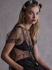Black Tabitha Simmons Blair Sparkle Bow Headband - Image 2 of 4
