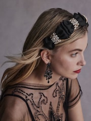 Black Tabitha Simmons Blair Sparkle Bow Headband - Image 3 of 4
