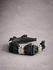 Black Tabitha Simmons Blair Sparkle Bow Headband - Image 4 of 4