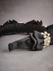 Black Tabitha Simmons Blair Sparkle Bow Headband - Image 6 of 7
