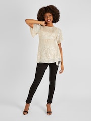 JoJo Maman Bébé Sequin Maternity Flutter Sleeve Top - Image 3 de 5