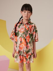 Orange Tie Dye Textured Shirt And Shorts Set (3-16yrs) - Image 1 of 8