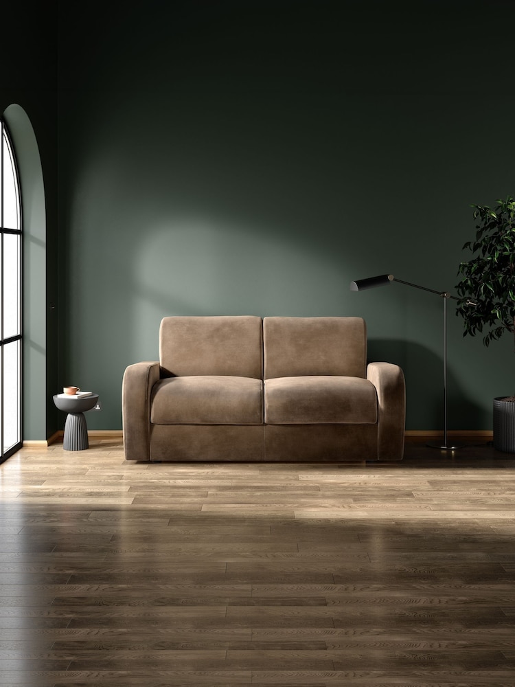 Jay-Be Luxe Velvet Cedar Mink Brown Deco 2 Seater Sofa Bed - Image 1 of 6