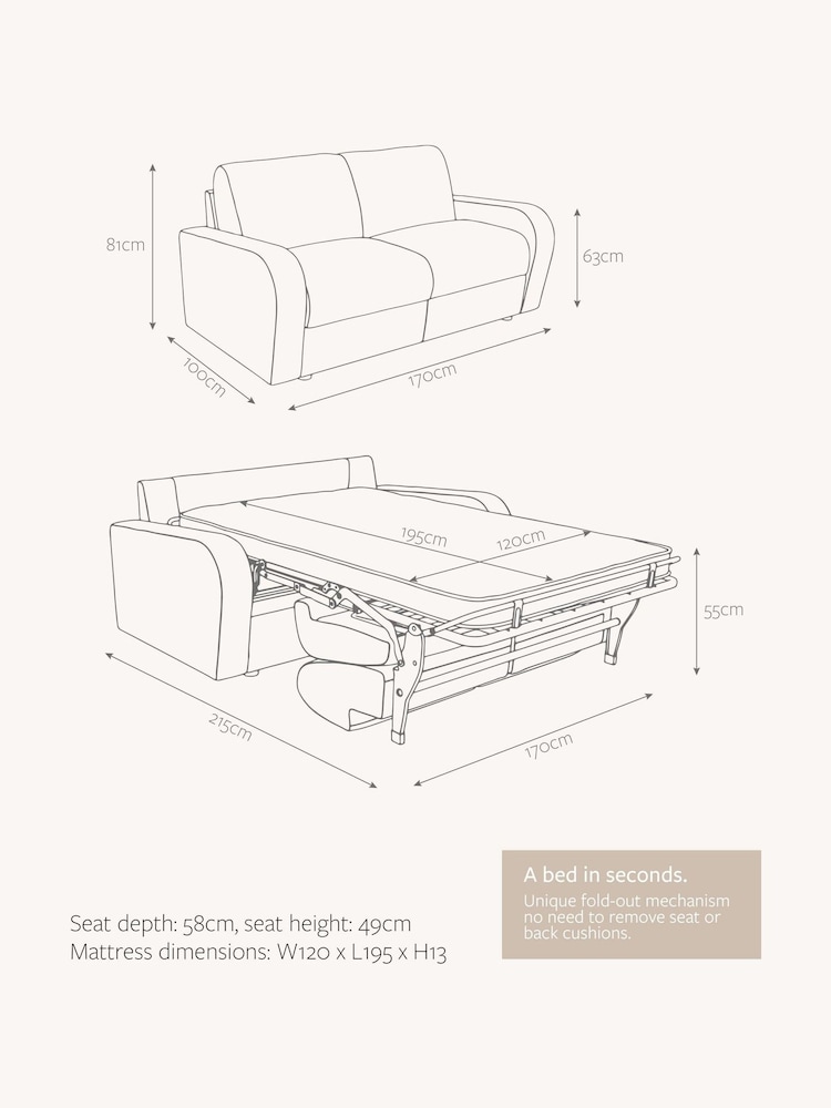 Jay-Be Luxe Velvet Cedar Mink Brown Deco 2 Seater Sofa Bed - Image 6 of 6