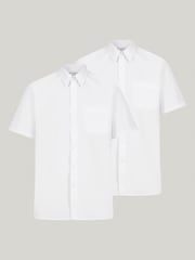 Trutex White Regular Fit Short Sleeve 2 Pack School Shirts - Image 1 of 7