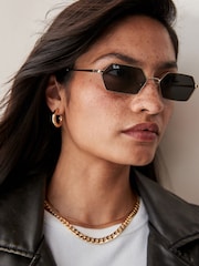 Ray Ban Gold Yevi Rb3728 Rectangle Sunglasses - Image 1 of 8