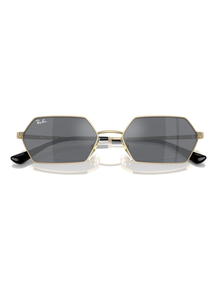 Ray Ban Gold Yevi Rb3728 Rectangle Sunglasses - Image 8 of 8