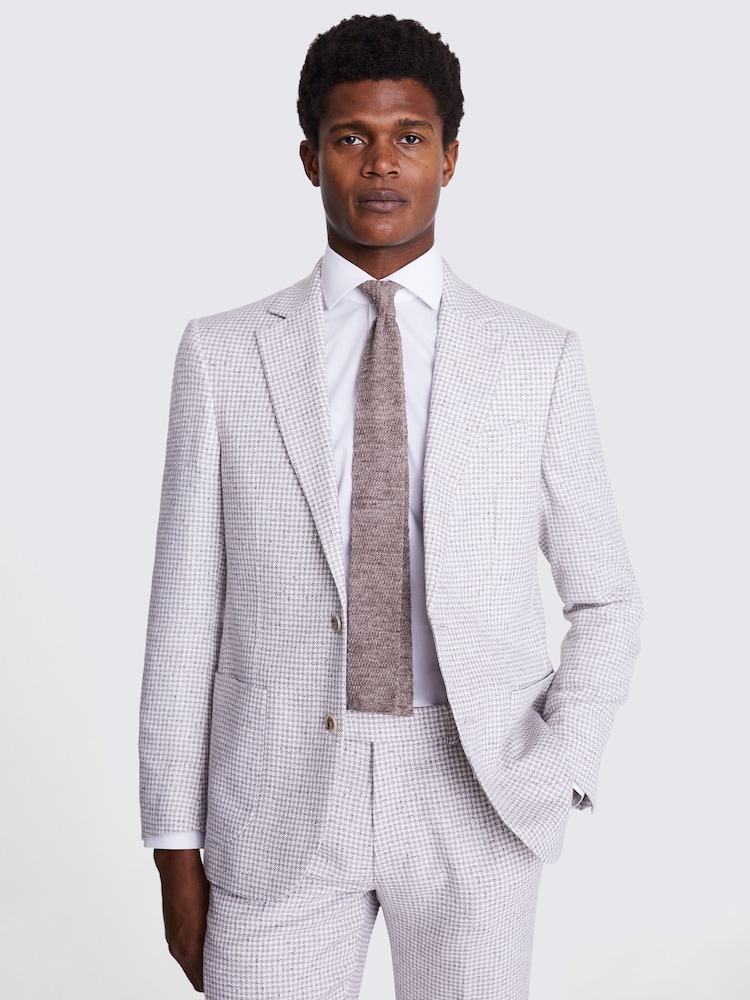 MOSS Grey/White Tailored Fit Houndstooth Jacket - Image 6 of 7