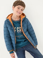 FatFace Harry Blue Hooded Padded Jacket - Image 1 of 8