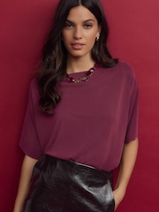 Burgundy Wine Relaxed Fit Premium Modal Boxy T-Shirt - Image 1 of 1