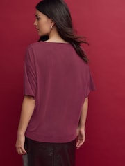 Burgundy Wine Relaxed Fit Premium Modal Boxy T-Shirt - Image 4 of 7
