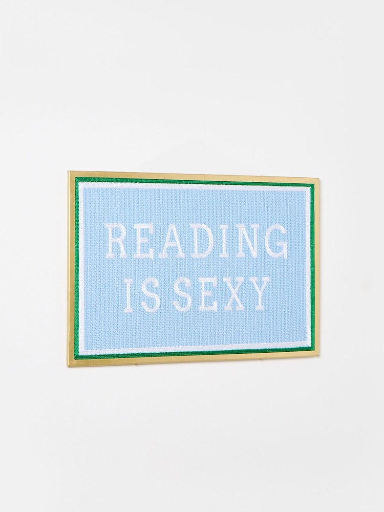 Oliver Bonas Multi Reading Is Sexy Needlepoint Framed Wall Art - Image 1 of 4