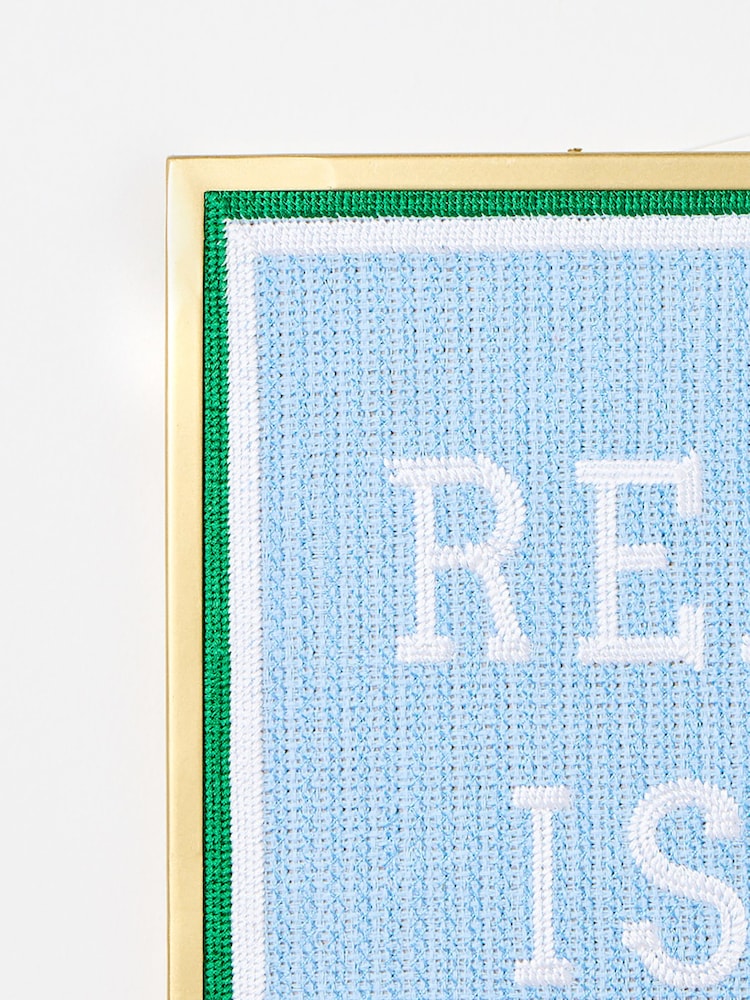Oliver Bonas Multi Reading Is Sexy Needlepoint Framed Wall Art - Image 2 of 4