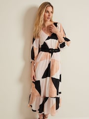 Phase Eight Multi Sophia Colourblock Belted Midi Dress - Image 3 of 8