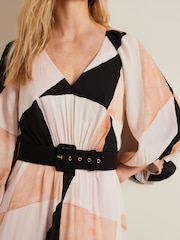 Phase Eight Multi Sophia Colourblock Belted Midi Dress - Image 4 of 8