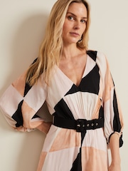 Phase Eight Multi Sophia Colourblock Belted Midi Dress - Image 5 of 8