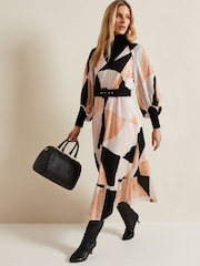 Phase Eight Multi Sophia Colourblock Belted Midi Dress - Image 6 of 8