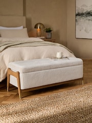Plush Chenille Natural Oyster Flinton Upholstered Storage Ottoman - Image 1 of 10