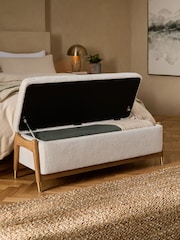 Plush Chenille Natural Oyster Flinton Upholstered Storage Ottoman - Image 2 of 10