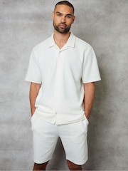 Threadbare Ecru Textured Elasticated Waist Shorts - Image 3 of 4