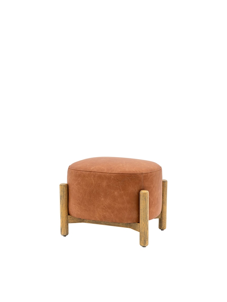 Gallery Home Vintage Brown Tilly Leather Footstool - Image 5 of 5