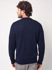 Navy Blue Rudolph Crew Neck Regular Fit Christmas Jumper - Image 3 of 9