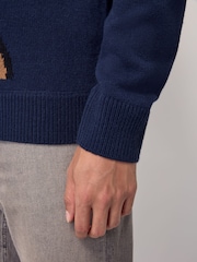 Navy Blue Rudolph Crew Neck Regular Fit Christmas Jumper - Image 5 of 9