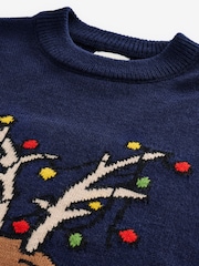 Navy Blue Rudolph Crew Neck Regular Fit Christmas Jumper - Image 7 of 9